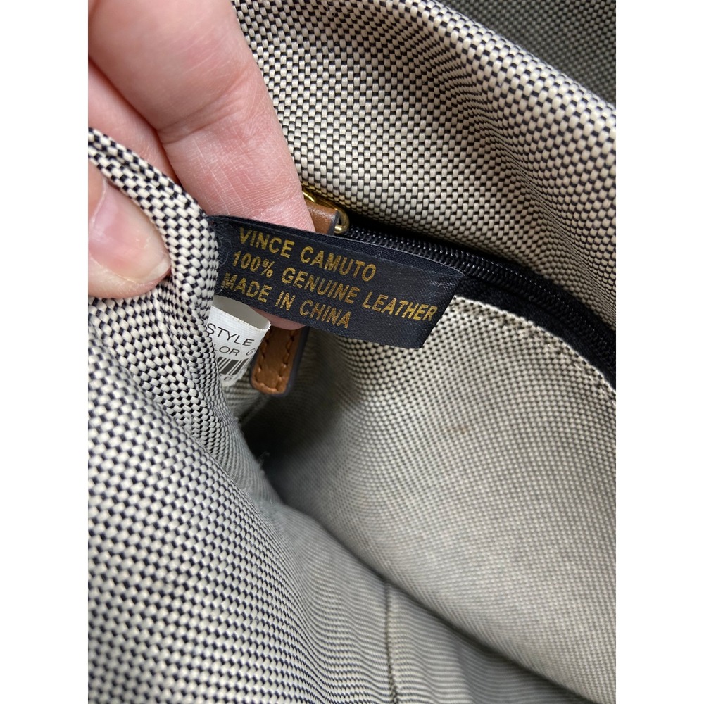 Vince Camuto Tote Bag Purse Genuine Leather Brown Tassel Gold Emblem‎ Shoulder - Picture 16 of 16